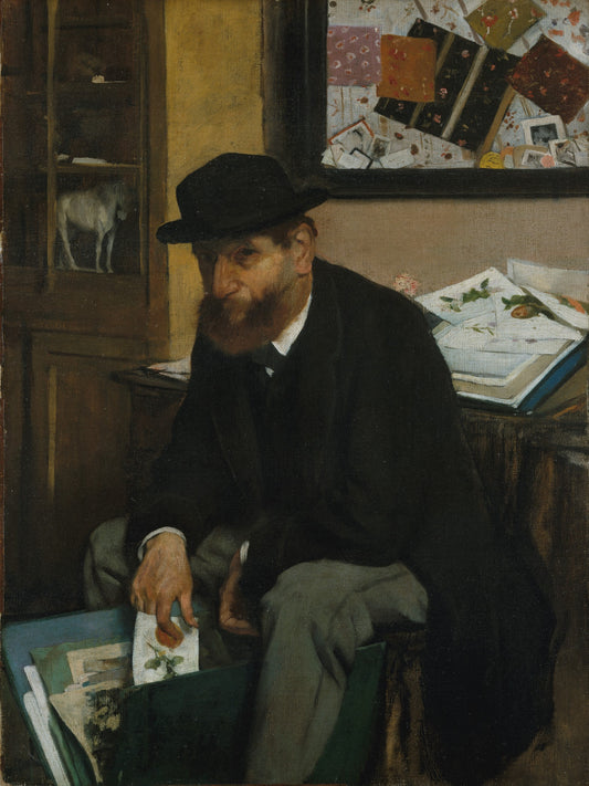Portrait of an art collector. Oil on Canvas.  Original by Edgar Degas 1866. Fine art print by The Vintage Art Market.